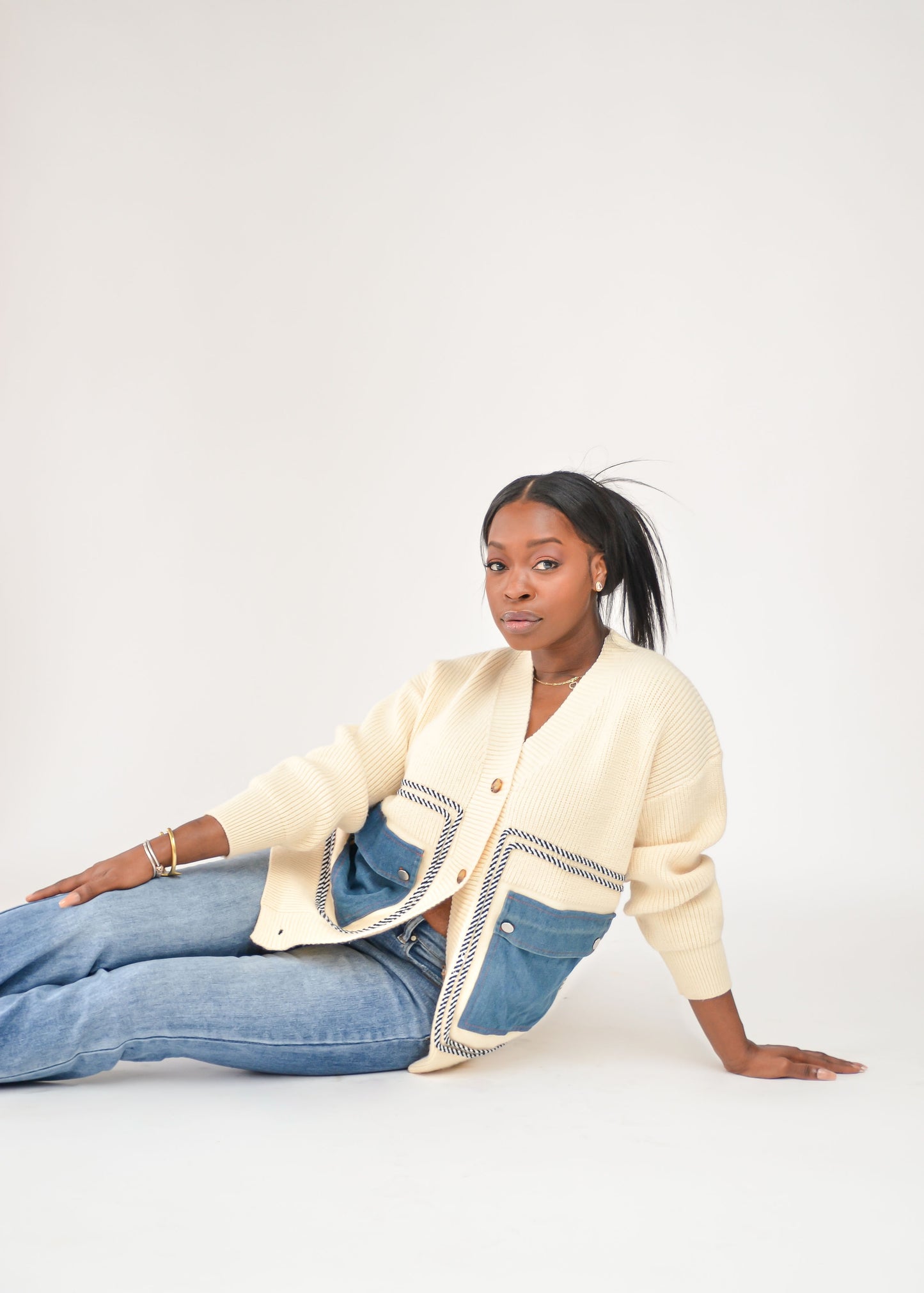 Patchwork Denim Cozy Cardigan