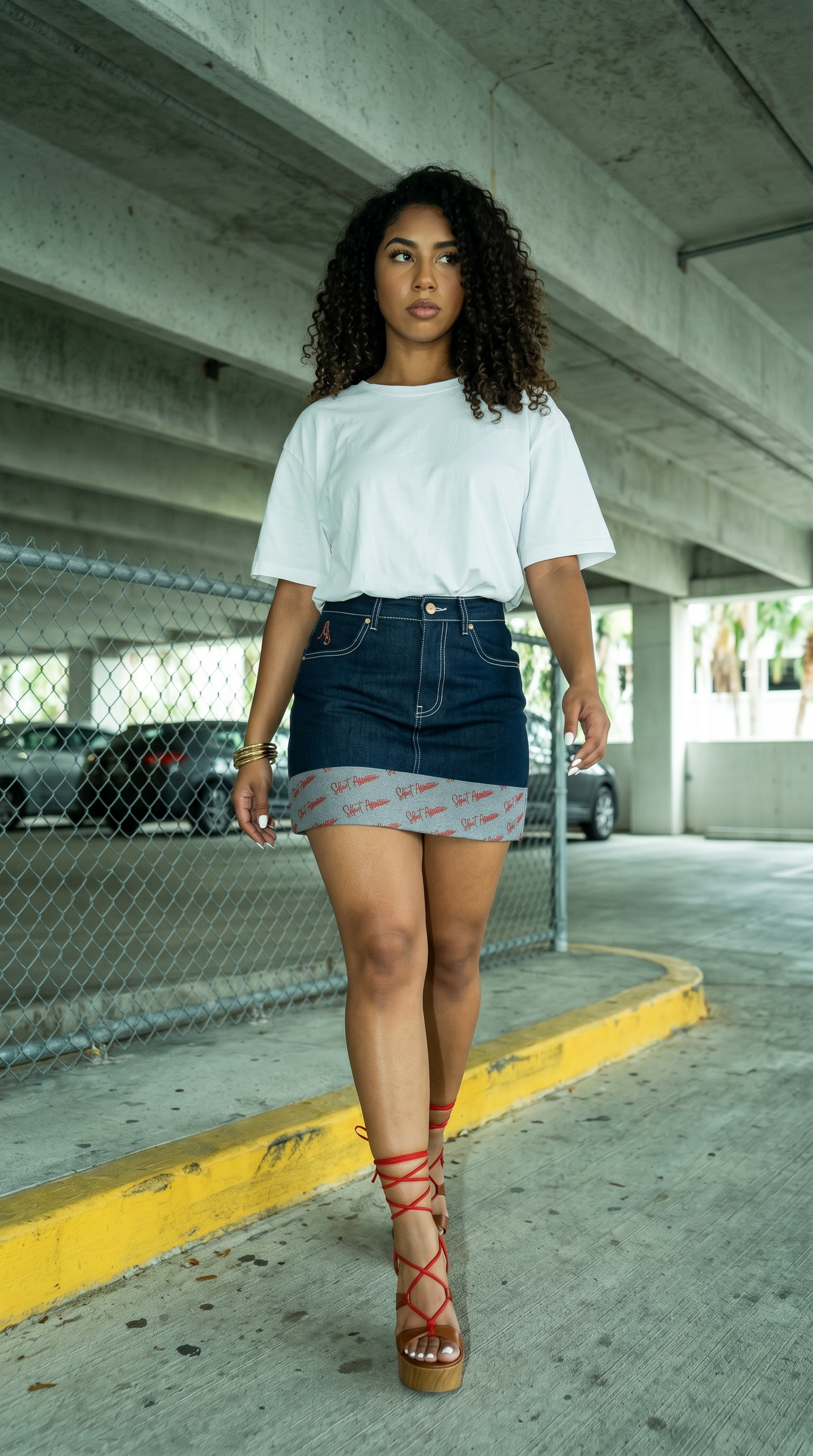 Signature Stitch Denim Skirt