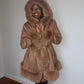 Nadia Caramel Faux Fur Trim Coat