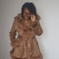 Nadia Caramel Faux Fur Trim Coat