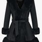 Nadia Black Faux Fur Trim Coat