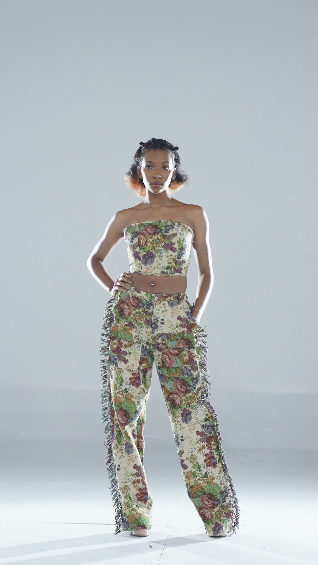 Blooming Tapestry Lace Up Corset and Cargo Pant Set – Silent ASSASSIN