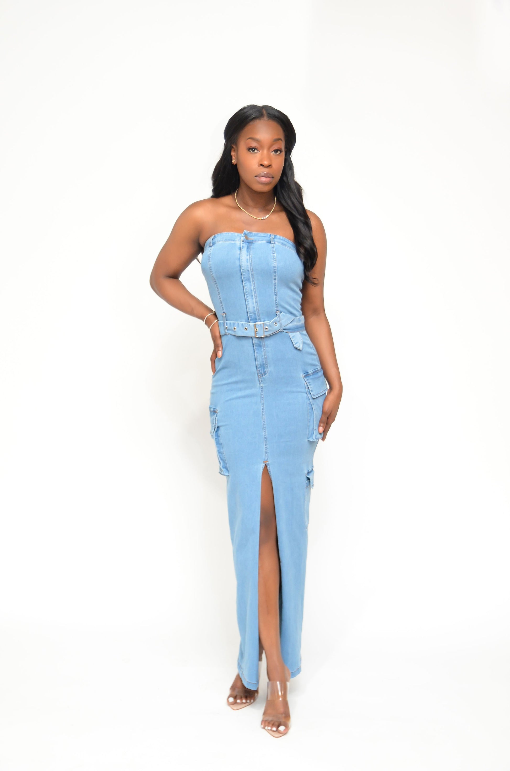 Blue Skies Maxi Jean Dress Silent ASSASSIN Blue Skies Maxi Jean Dress Silent ASSASSIN